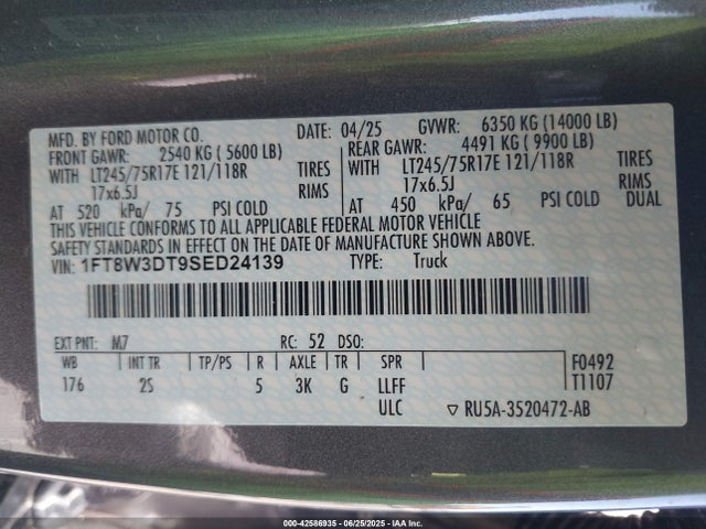 Ford 2025 2025 1FT8W3DT9SED24139 Image 9