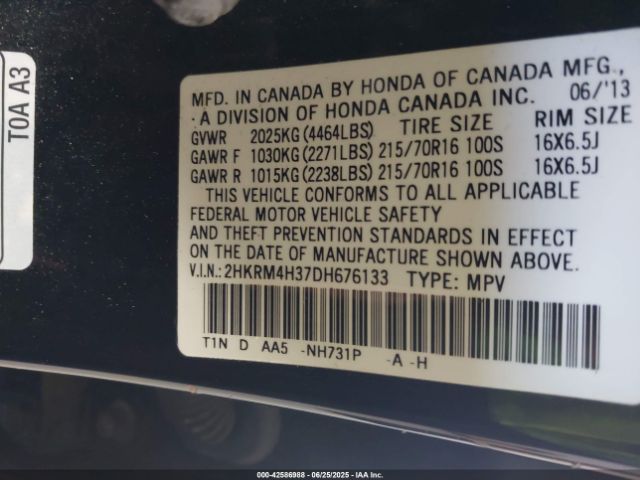 2013 HONDA CR-V 2HKRM4H37DH676133 Photo 8