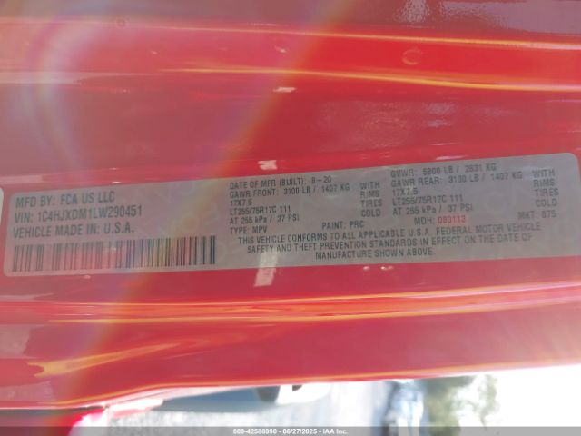 2020 JEEP WRANGLER UNLIMITED 1C4HJXDM1LW290451 Photo 8
