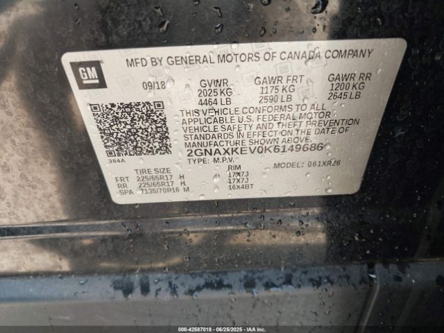2019 CHEVROLET EQUINOX 2GNAXKEV0K6149686 Photo 8