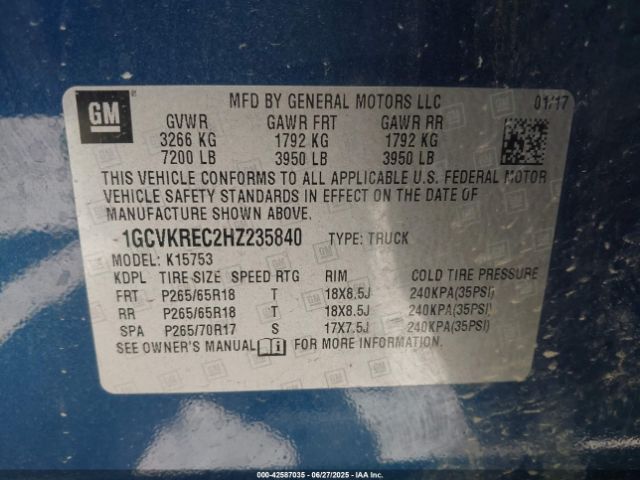 2017 CHEVROLET SILVERADO 1500 1GCVKREC2HZ235840 Photo 8