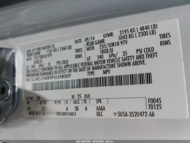 5LMCJ1A91FUJ18307 Lincoln 2015