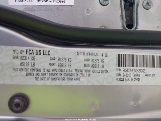 2016 CHRYSLER 300 2C3CCAAG5GH243691 Photo 8