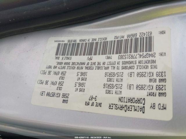 2007 CHRYSLER TOWN & COUNTRY 2A4GP54L77R315383 Photo 8