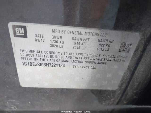 1G1BE5SM6H7221184 Chevrolet le2 -di: direct injection, vvt: variable valve timing, gen, alum