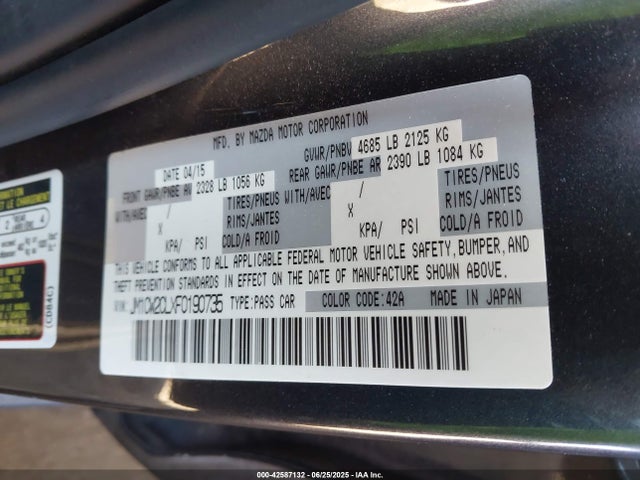 Mazda l5x 2015 JM1CW2CLXF0190735 Image 9
