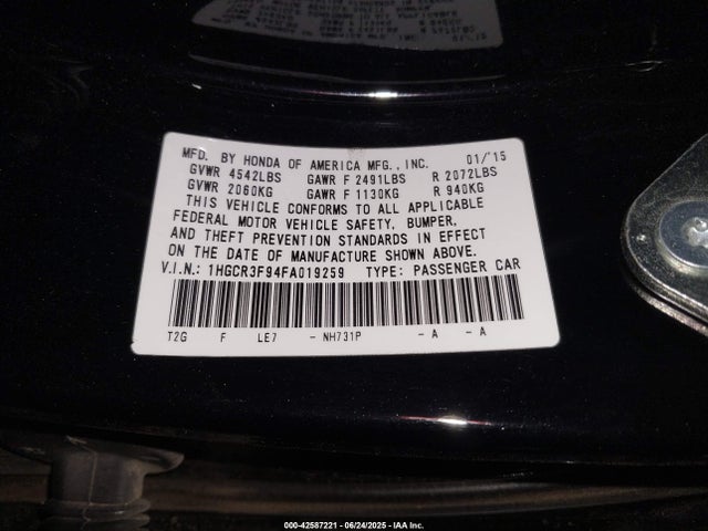 1HGCR3F94FA019259 Honda j35y1