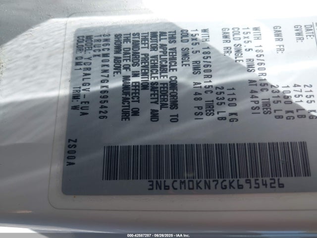 3N6CM0KN7GK695426 Nissan Nv200 S/sv