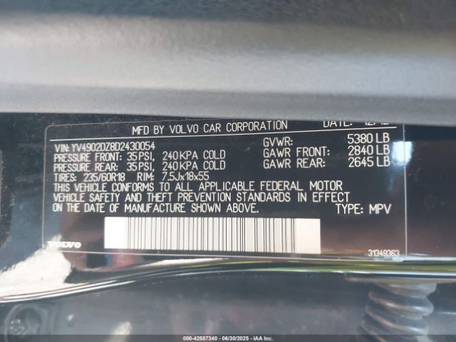 2013 VOLVO XC60 YV4902DZ8D2430054 Photo 8