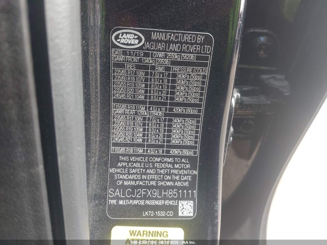Land Rover aj20p 2020 SALCJ2FX9LH851111 Image 9
