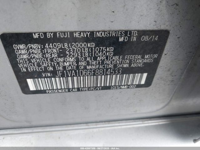 2015 SUBARU WRX JF1VA1D66F8814533 Photo 8