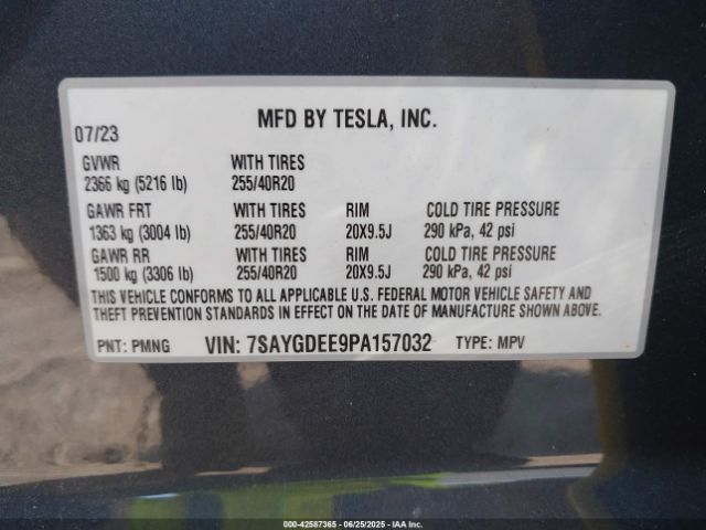 2023 TESLA MODEL Y 7SAYGDEE9PA157032 Photo 8