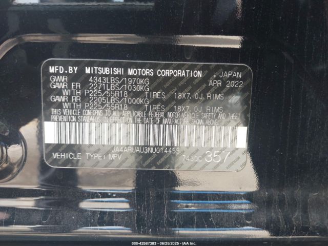 2022 MITSUBISHI OUTLANDER SPORT JA4ARUAU3NU014455 Photo 8