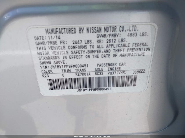 Infiniti 2015 2015 JN1BY1PP9FM600451 Image 9