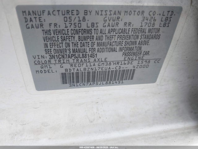 3N1CN7AP5JL881451 Nissan 2018
