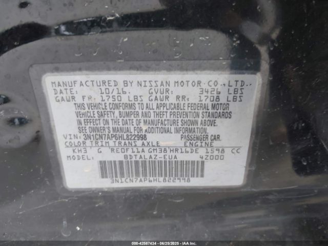 2017 NISSAN VERSA 3N1CN7AP6HL822998 Photo 8