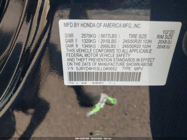 2020 ACURA MDX 5J8YD4H53LL046652 Photo 8