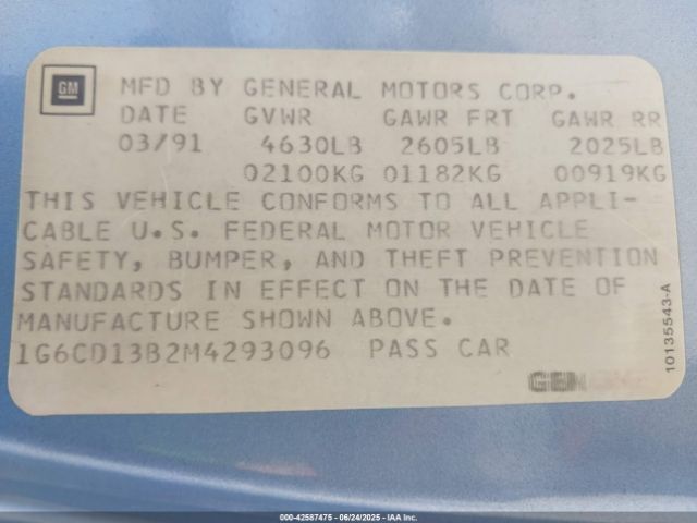 1991 CADILLAC DEVILLE 1G6CD13B2M4293096 Photo 8