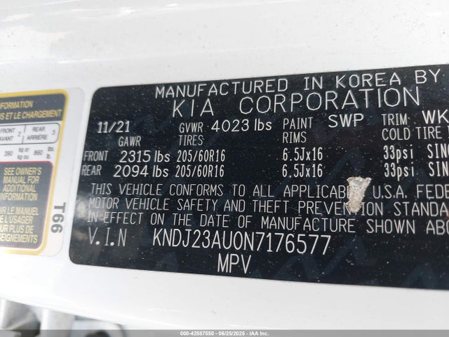 KNDJ23AU0N7176577 KIA mpi nu