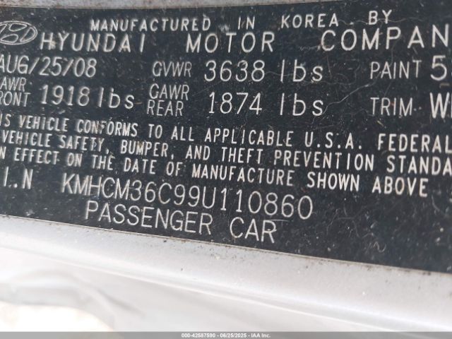 2009 HYUNDAI ACCENT KMHCM36C99U110860 Photo 8
