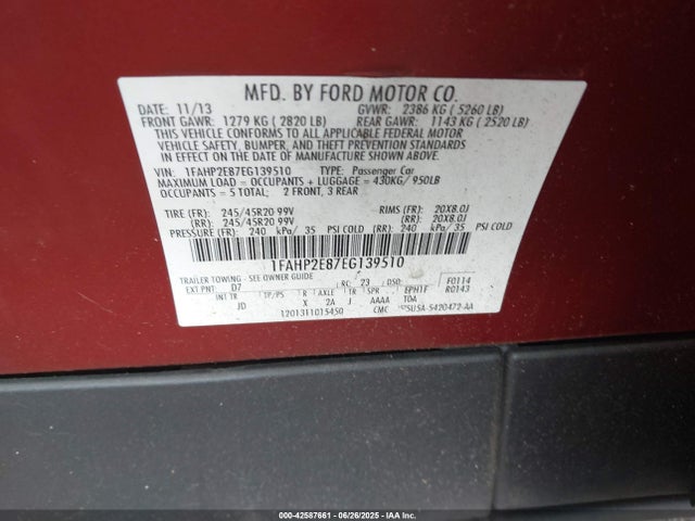 1FAHP2E87EG139510 Ford 2014