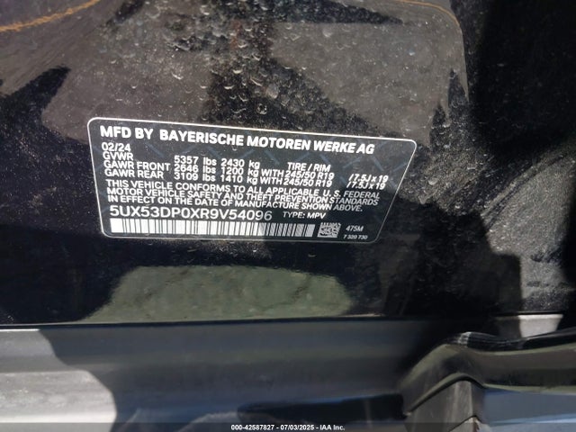 5UX53DP0XR9V54096 BMW X3