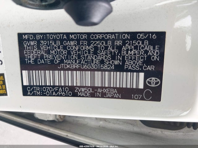 JTDKBRFU6G3015824 Toyota 2zr-fxe,1nm