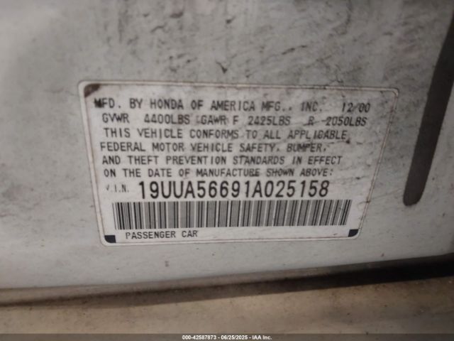 2001 ACURA TL 19UUA56691A025158 Photo 8