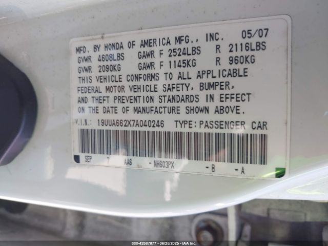 2007 ACURA TL 19UUA662X7A040246 Photo 8