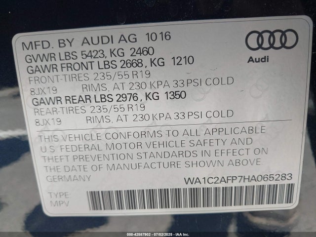Audi 2017 2017 WA1C2AFP7HA065283 Image 9