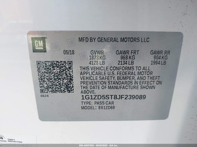 1G1ZD5ST8JF239089 Chevrolet lfv - direct injection, variable valve timing, gen 1