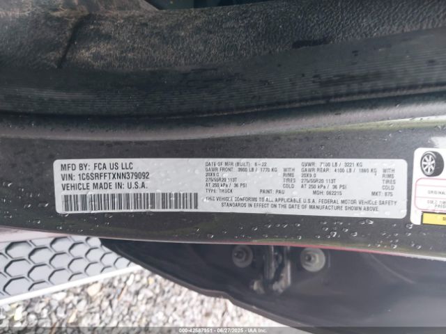 2022 RAM 1500 1C6SRFFTXNN379092 Photo 8