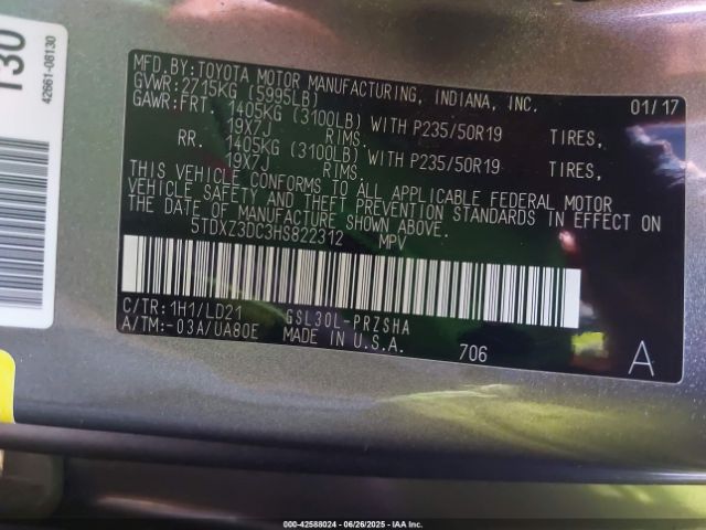 2017 TOYOTA SIENNA 5TDXZ3DC3HS822312 Photo 8