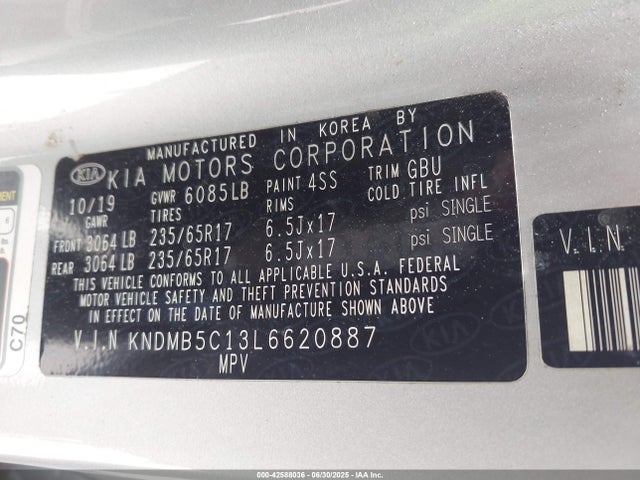 KNDMB5C13L6620887 KIA gdi lamda - ii