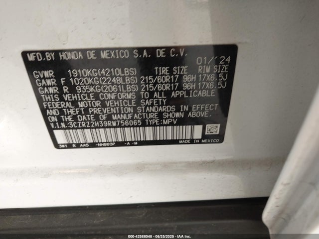 3CZRZ2H39RM756065 Honda k20z5