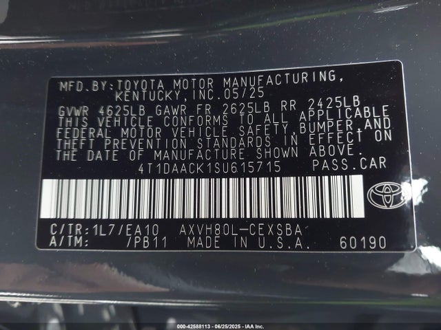 Toyota a25a-fxs 2025 4T1DAACK1SU615715 Image 9