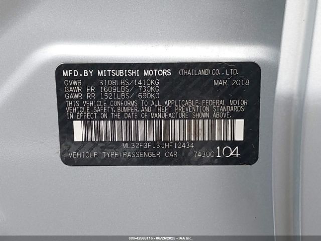 2018 MITSUBISHI MIRAGE G4 ML32F3FJ3JHF12434 Photo 8
