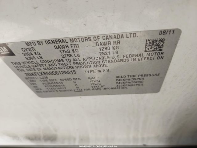 2012 GMC TERRAIN 2GKFLXE50C6125515 Photo 8