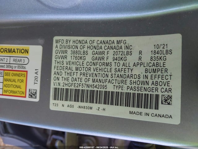 2HGFE2F57NH542095 Honda k20c2