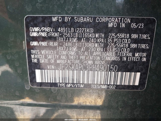 Subaru na u5 2023 JF2SKAPC3PH490150 Image 9