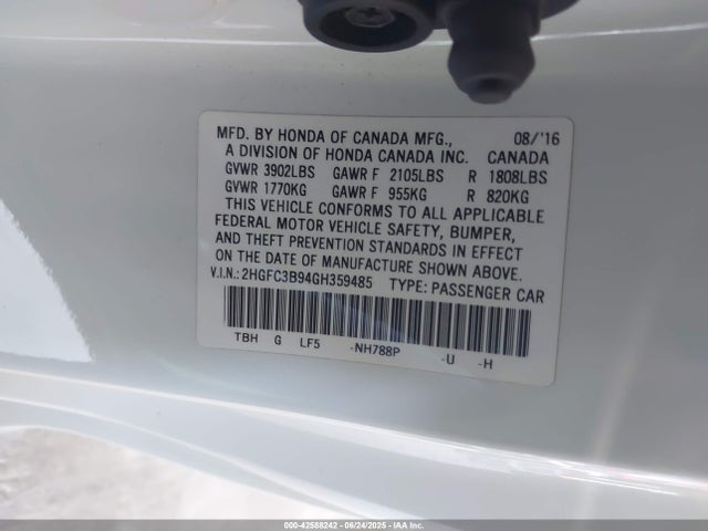 Honda l15b7 2016 2HGFC3B94GH359485 Image 9