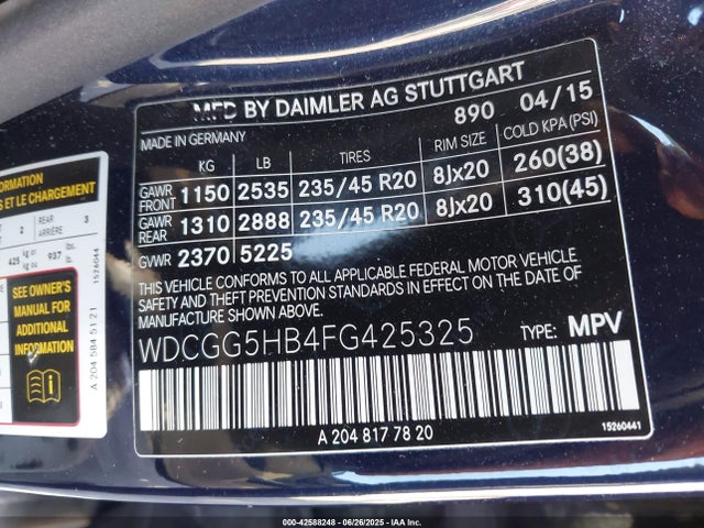 WDCGG5HB4FG425325 Mercedes-Benz 2015