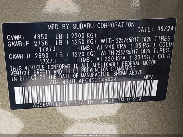 4S4BTAFC4S3146034 Subaru na, u5