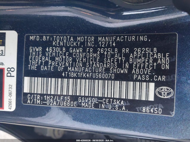 4T1BK1FK4FU560070 Toyota 2gr-fe