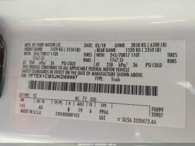 2018 FORD F-150 1FTEX1CB5JKD88997 Photo 8