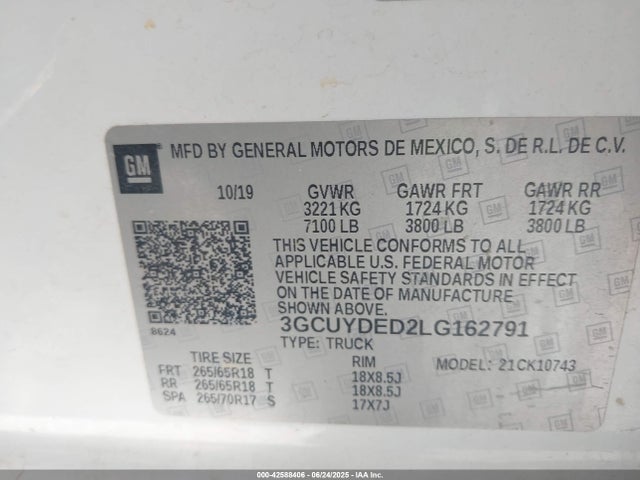3GCUYDED2LG162791 Chevrolet l84 - di, dfm, alum, gen 5, var 2