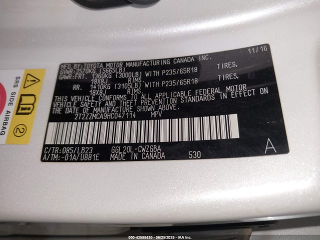 Lexus 2017 2017 2T2ZZMCA9HC047114 Image 9