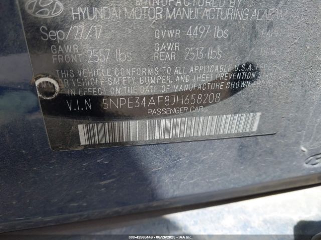 5NPE34AF8JH658208 Hyundai gdi theta-ii