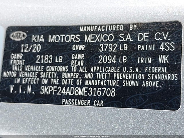 KIA mpi nu 2021 3KPF24AD8ME316708 Image 9