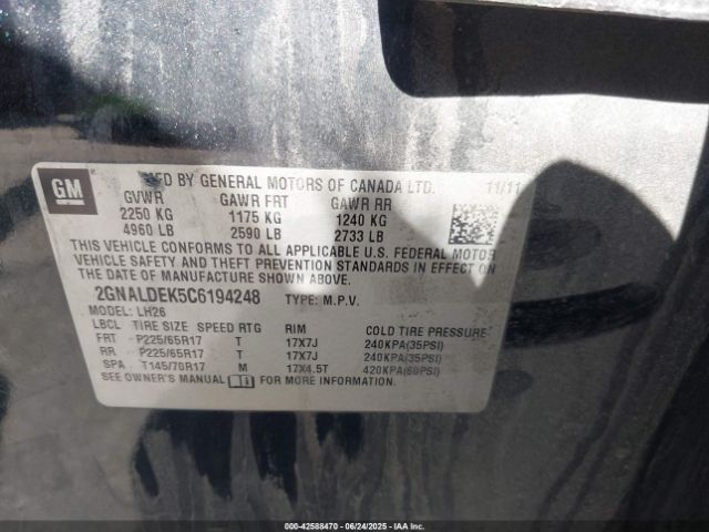 2012 CHEVROLET EQUINOX 2GNALDEK5C6194248 Photo 8